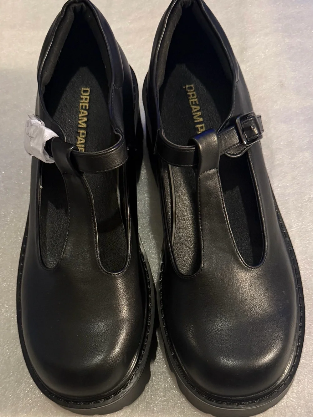 Dream Pairs Black T-Strap Platform Shoes NWOT